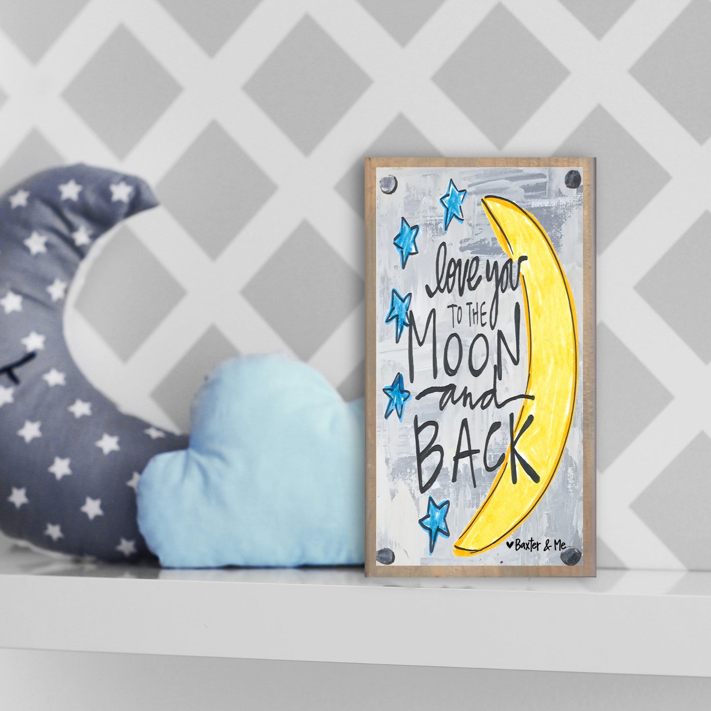 Love You To The Moon & Back Happy Block
