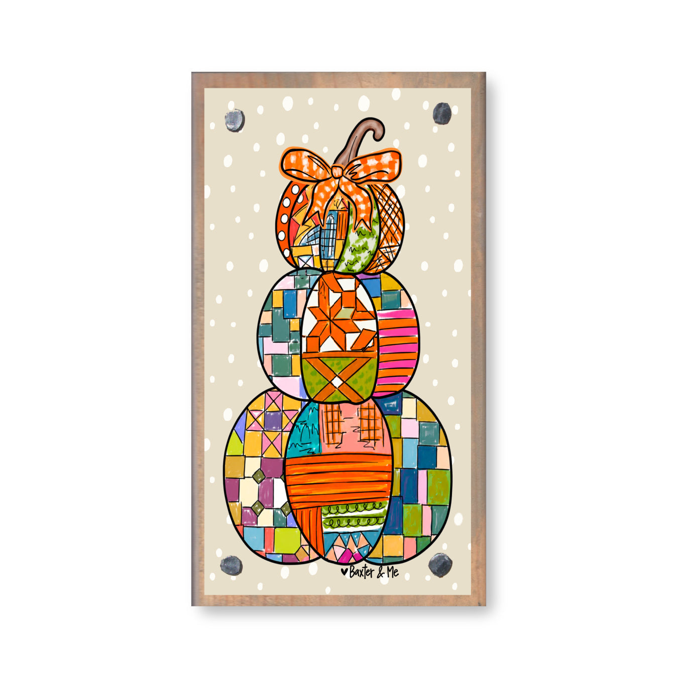 Quilted Pattern Pumpkin Happy Block