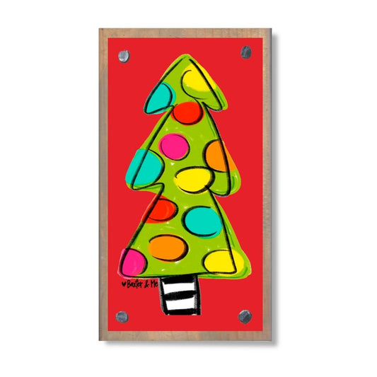 Red Polka Dot Christmas Tree Happy Block