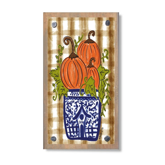 Blue Willow Pumpkin Stack Happy Block
