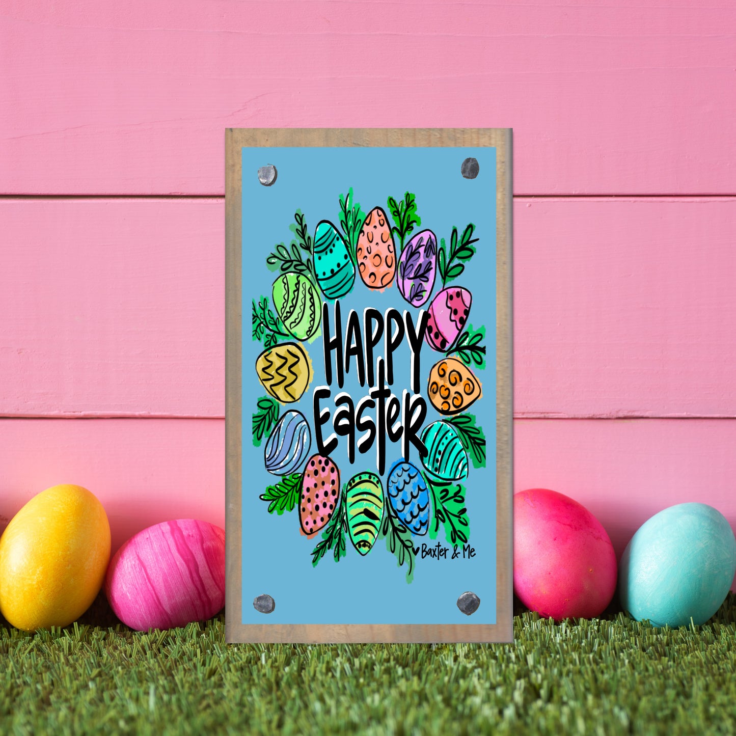 Pastel Easter Wreath Happy Block