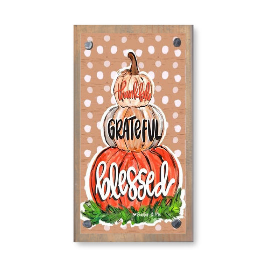 Thankful Grateful Blessed Pumpkin Happy Block