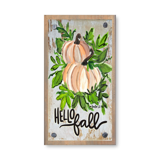 Hello Fall White Pumpkins Happy Block