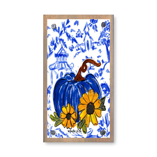 Blue Willow Sunflower Pumpkin Happy Block