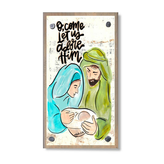 O come Let Us Adore Him Nativity Happy Block