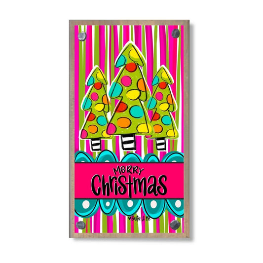 Funky Striped Christmas Tree Trio Happy Block
