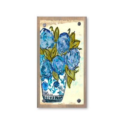 Chinoiserie Vase with Blue Hydrangeas Happy Block