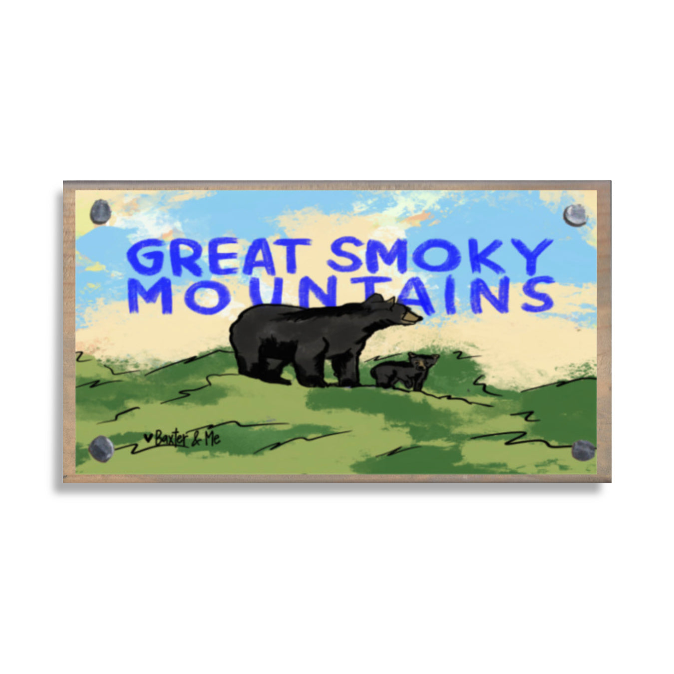 Great Smoky Mountains Mama and Baby Bear Happy Block