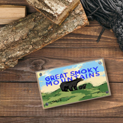 Great Smoky Mountains Mama and Baby Bear Happy Block