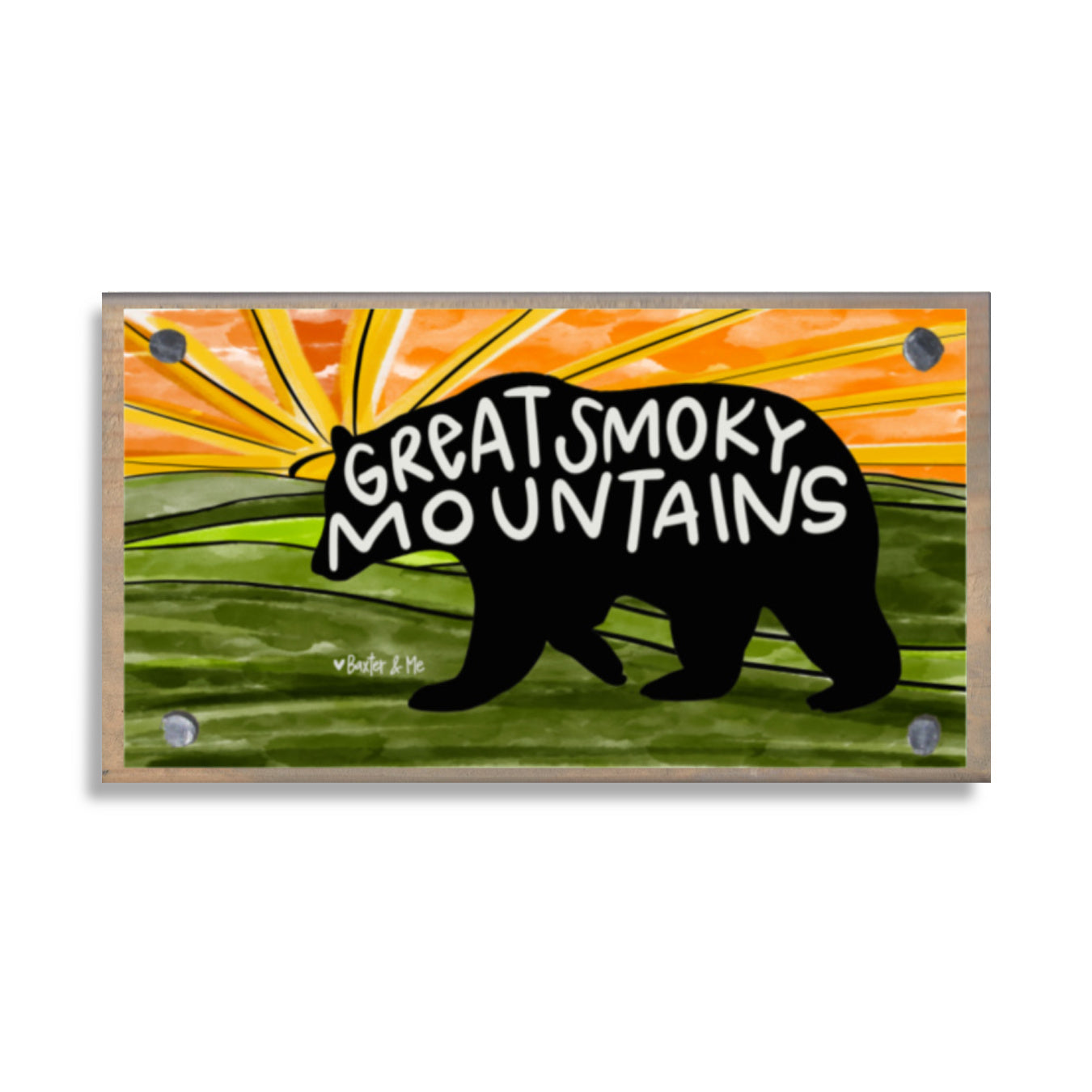 Great Smoky Mountain Sunset Bear Happy Block