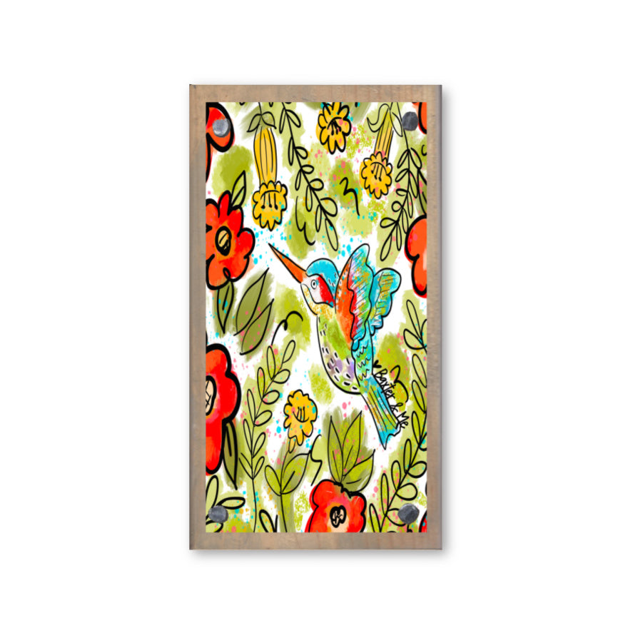 Hummingbird Floral Happy Block