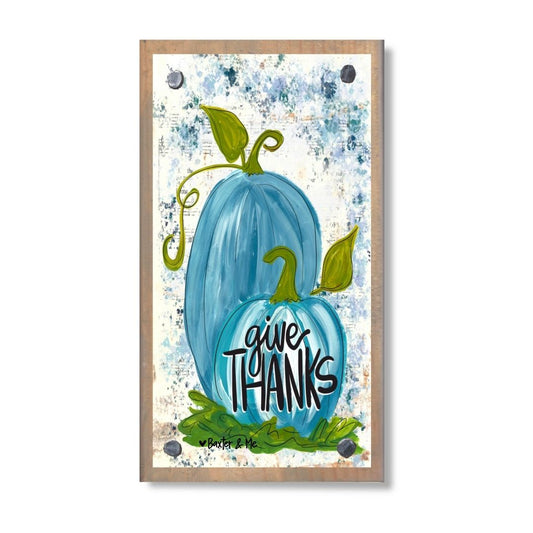 Give Thanks Blue Pumpkins Happy Block