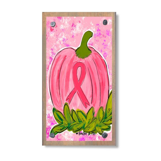 Pink Ribbon Pumpkin Happy Block