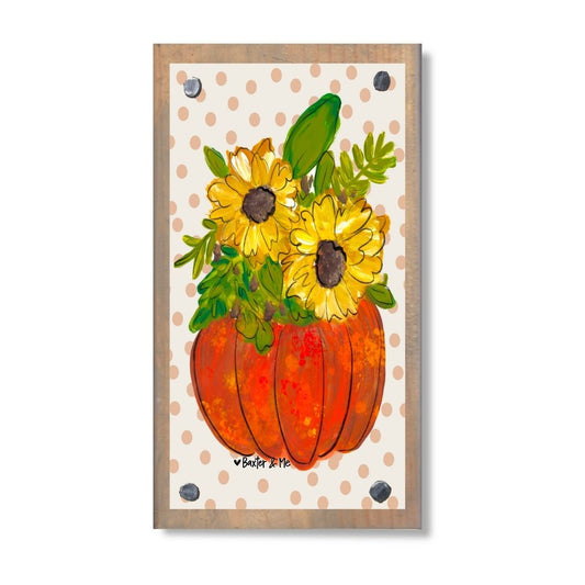 Polka Dot Sunflower Pumpkin Happy Block