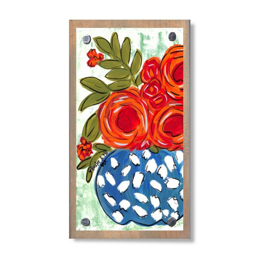 Red Floral in Blue & White Vase Happy Block