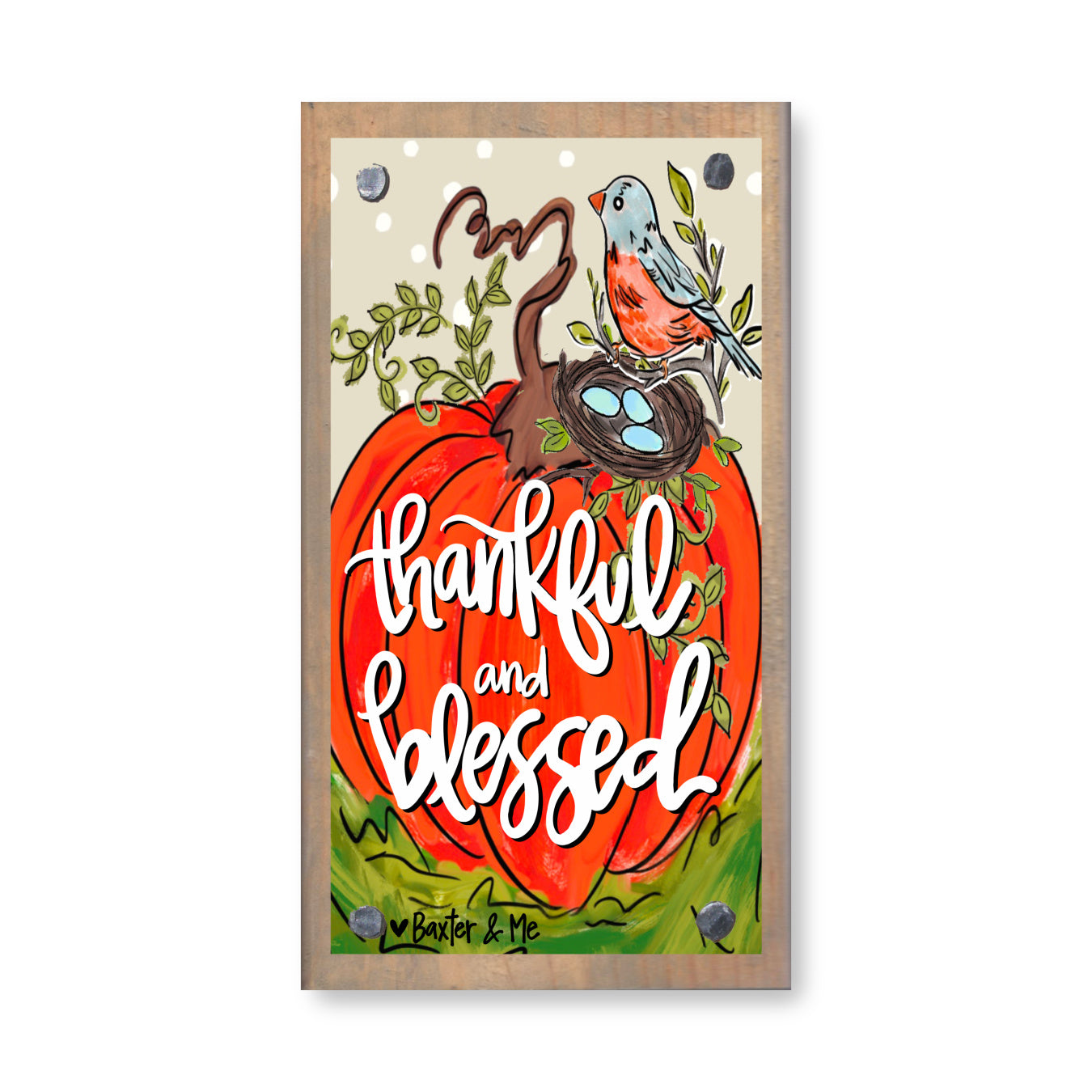 Thankful & Blessed Bird Pumpkin Happy Block