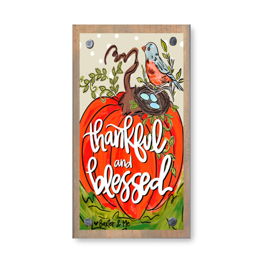 Thankful & Blessed Bird Pumpkin Happy Block