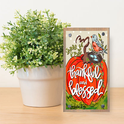 Thankful & Blessed Bird Pumpkin Happy Block