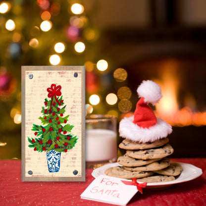 Blue Willow Red Ribbon Tree Happy Block