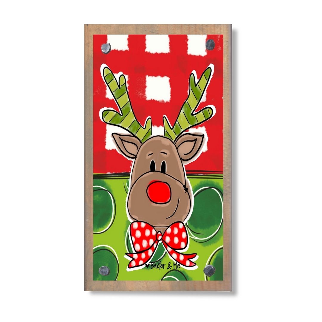 Red & Green Reindeer Happy Block
