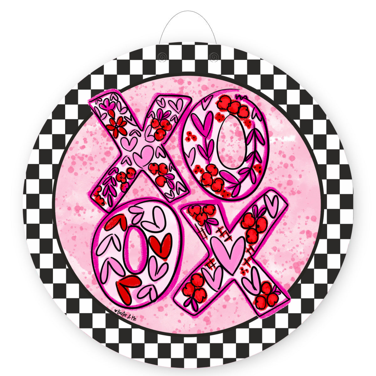 XOXO Checkered Door Hanger