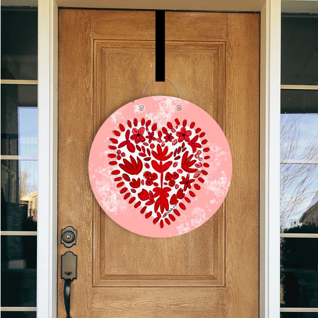 Pink Red Simple Heart Door Hanger