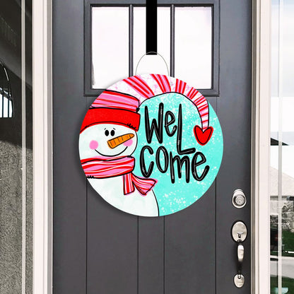 Welcome Heart Snowman Door Hanger