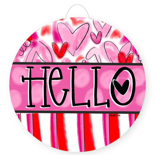 Hello Valentine Heart Door Hanger