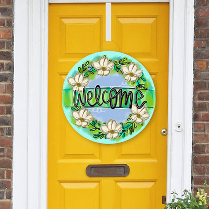 hanging basket flower plants Welcome Magnolia Wreath Door Hanger – Baxter & Me