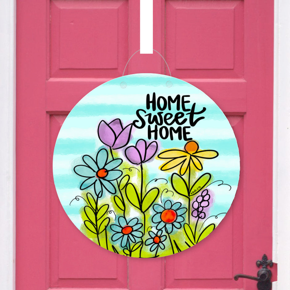 Home Sweet Home Wildflowers Door Hanger