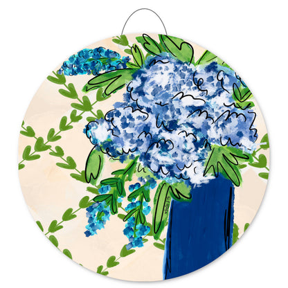 Blue Floral with Greenery Door Hanger