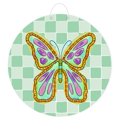 Checkered Butterfly Door Hanger