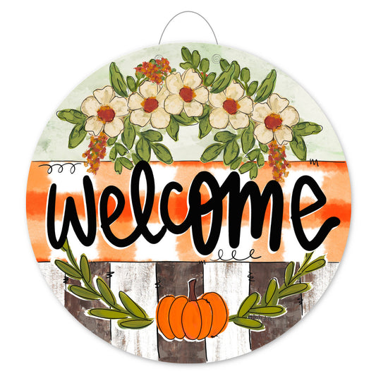 Welcome Pumpkin & Petals Door Hanger