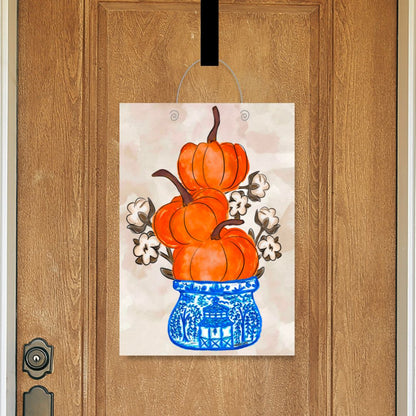 Cotton Pickin Pumpkin Chinoiserie Stack Door Hanger