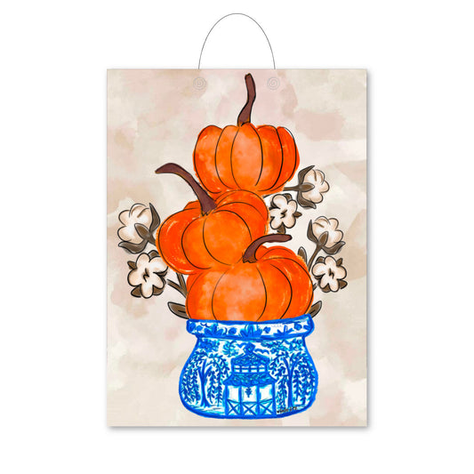 Cotton Pickin Pumpkin Chinoiserie Stack Door Hanger