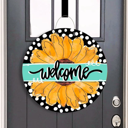 Black and White Sunflower Door Hanger