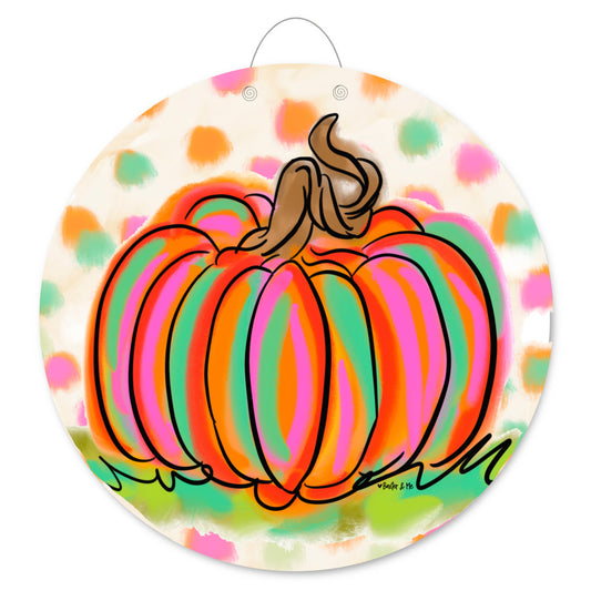 Rainbow Patch Pumpkin Door Hanger