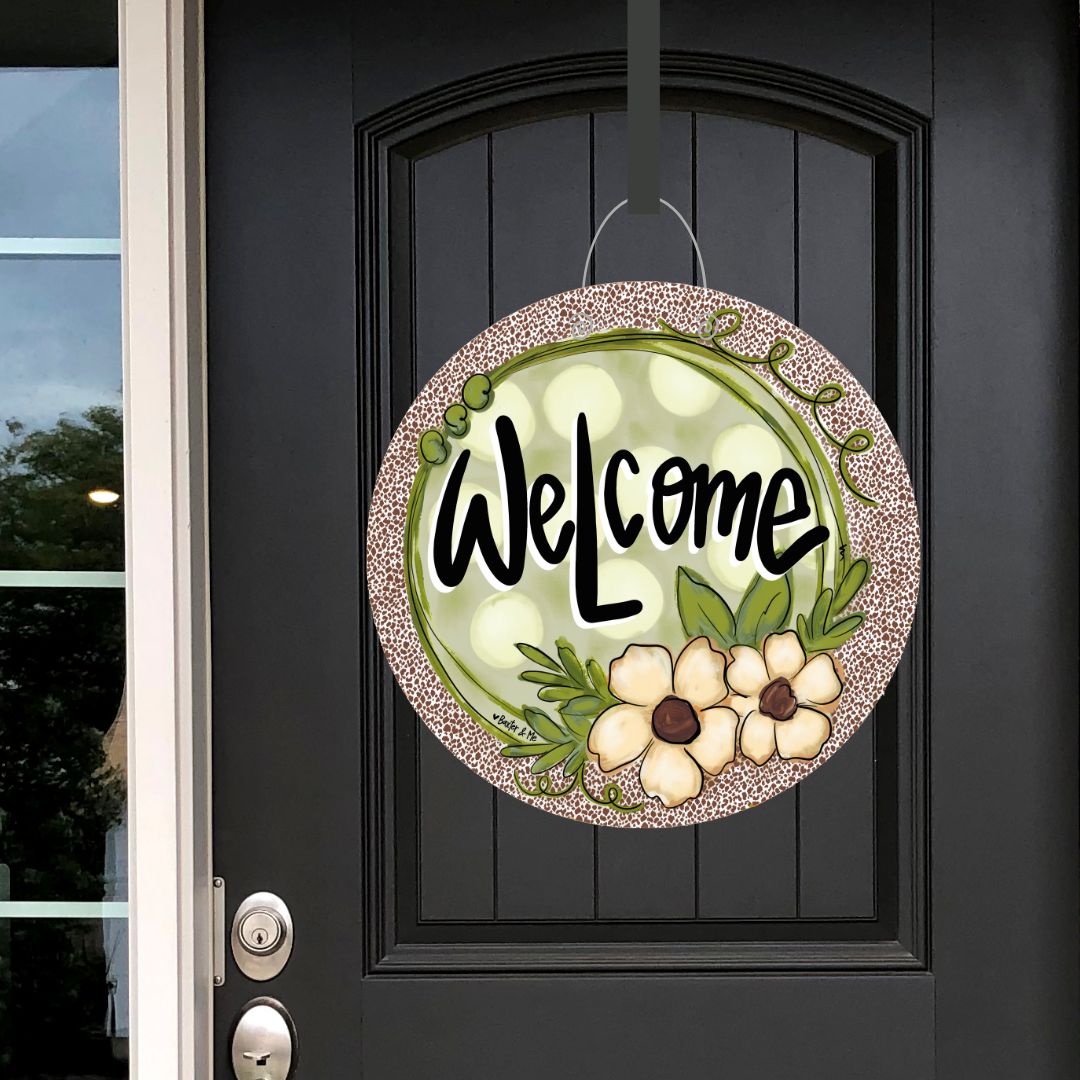 Sage & Soft Leopard Welcome Door Hanger