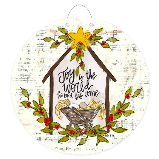 Joy to the World Star Manger Door Hanger