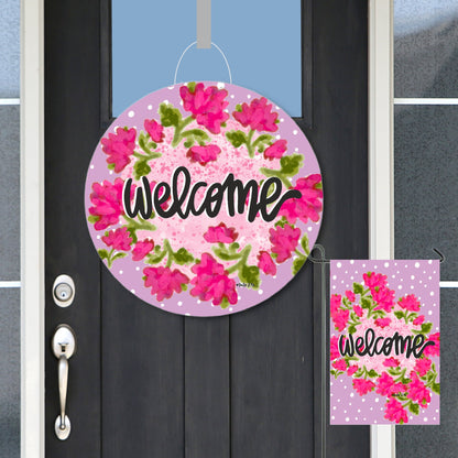 Pink Blossom Welcome Door Hanger