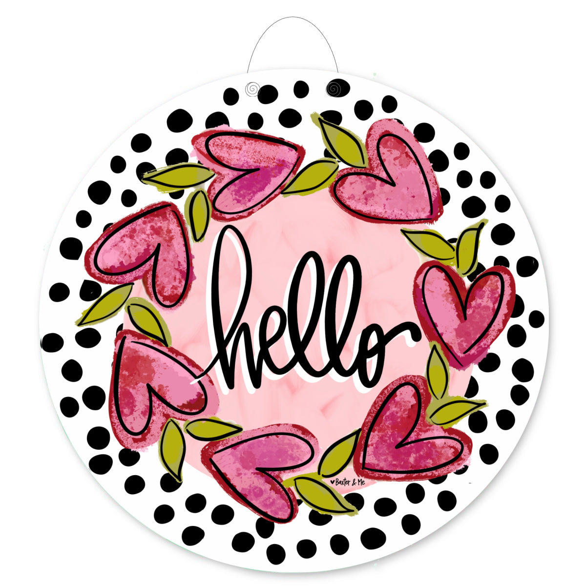 Hello Heart Vine Wreath White Door Hanger
