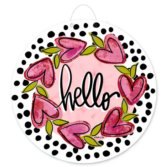 Hello Heart Vine Wreath White Door Hanger