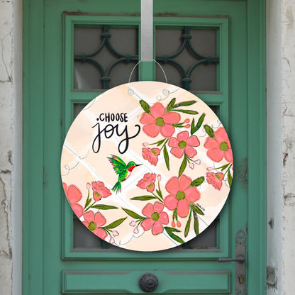 Choose Joy Hummingbird Door Hanger