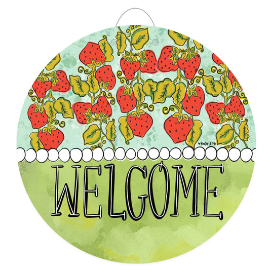 Welcome Strawberry Patch Door Hanger