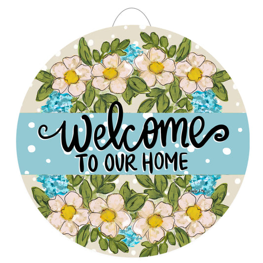 Welcome to our Home Floral Door Hanger