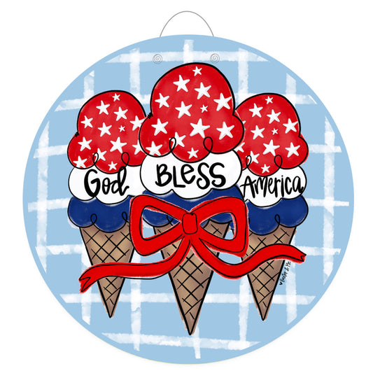 God Bless America Ice Cream Door Hanger