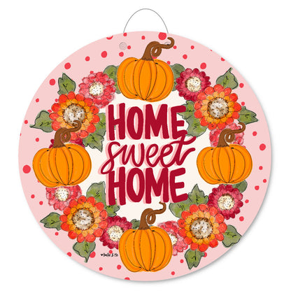 Cranberry Home Sweet Home Pumpkin Door Hanger