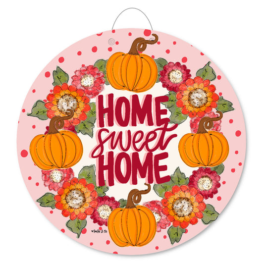 Cranberry Home Sweet Home Pumpkin Door Hanger