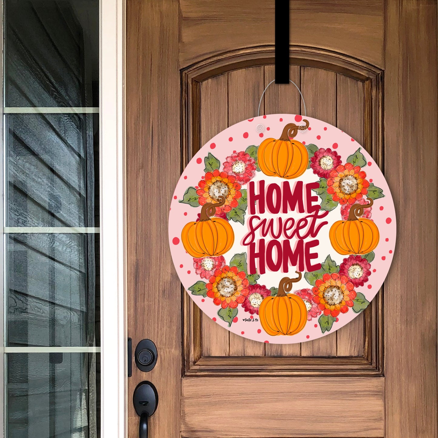 Cranberry Home Sweet Home Pumpkin Door Hanger