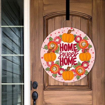 Cranberry Home Sweet Home Pumpkin Door Hanger